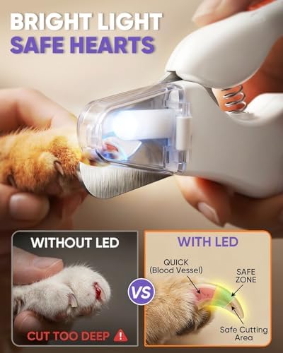 CATPICK 2-in-1 Cat & Dog Nail Clippers with Grinder and Dual LED Lights