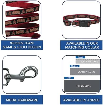 MLB PET Leash, Small, Arizona Diamondbacks Dog Leash, Baseball Team Leash for Dogs & Cats. A Shiny & Colorful Dog & Cat Leash with Emboridered Team Name/Logo Licensed by The MLB