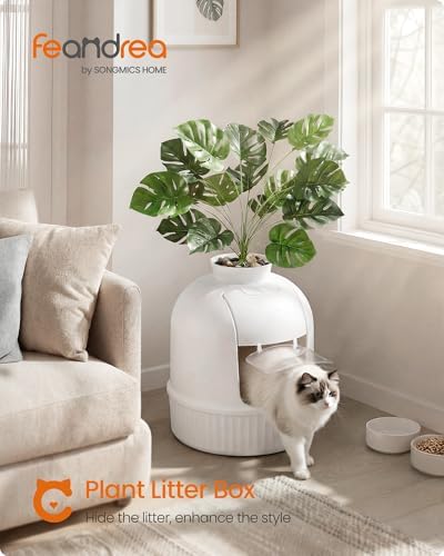 Feandrea Plant Cat Litter Box Enclosure with Artificial Plant,19.3" L Inch