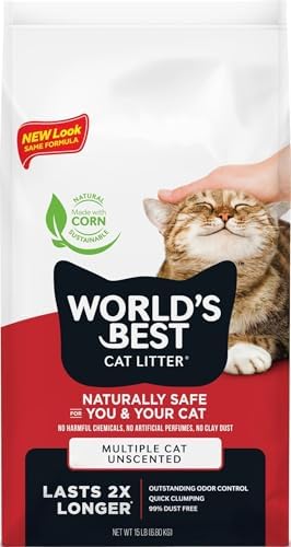 World's Best Cat Litter, Multiple Cat, Unscented, Odor Control, 15 lb Bag