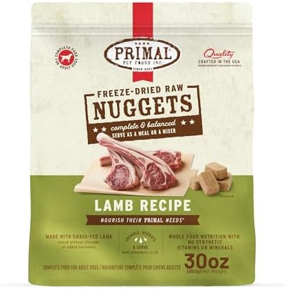 Primal Freeze Dried Raw Dog Food Nuggets, Lamb, 30 oz