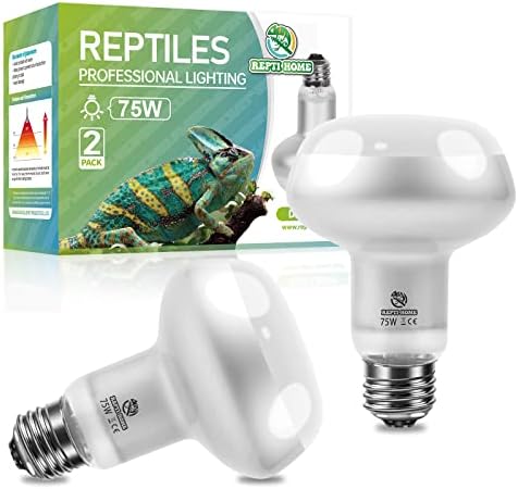 Reptile Heat Lamp 2Pack 75W, Intense Basking Spot Light Bulb with UVA, Simulate Natural Daylight Heat Bulb for Reptile, Turtle, Bearded Dragon, Lizard, Tortoise, Gecko, Snake