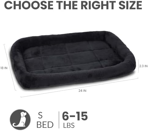 Patas Lague Small Dog Bed Bolster Pet Crate Mat 24''x18'' Black