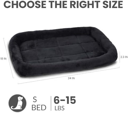 Patas Lague Small Dog Bed Bolster Pet Crate Mat 24''x18'' Black