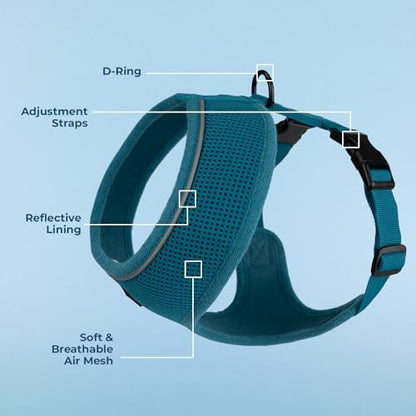 Best Pet Supplies Voyager Aerolite Over the Head Dog Harness, No Pull Breathable Air Mesh Vest, Quick Dry with Reflective Stitching, Adjustable Escape Resistant Harness - Turquoise, Large