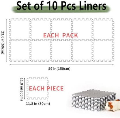 10Pcs 11” x 11” Guinea Pig Pads Washable, Reusable Guinea Pig Fleece Cage Liners, Soft Warm Rabbit Sleep Mat Blanket Bed (Grey)