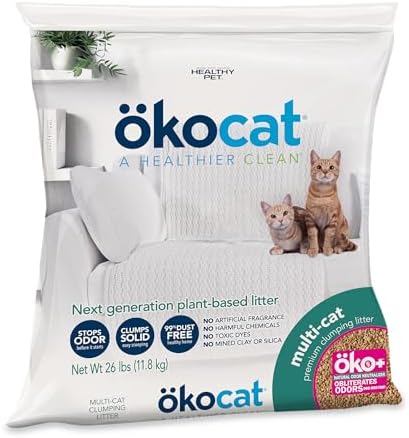 ökocat Multi-Cat Natural Wood Clumping Cat Litter, Odor Control, 26 Lbs