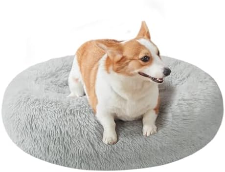 Nisrada Dog Bed for Small Medium Large Dogs, 27 inch Calming Dogs Bed, Washable-Round Cozy Soft Pet Bed for Puppy and Kitten with Slip-Resistant Bottom