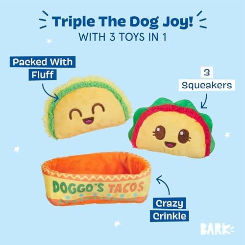 BarkBox Doggo's Tacos 3-in-1 Interactive Plush Dog Toy