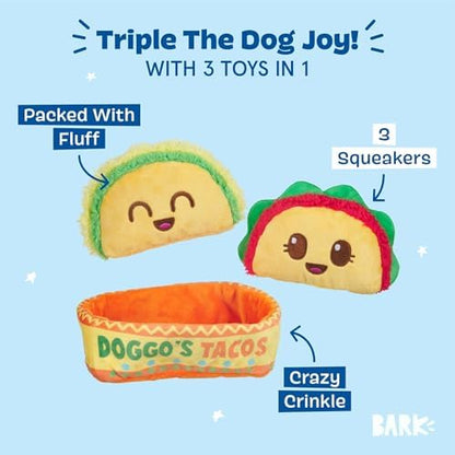 BarkBox Doggo's Tacos 3-in-1 Interactive Plush Dog Toy