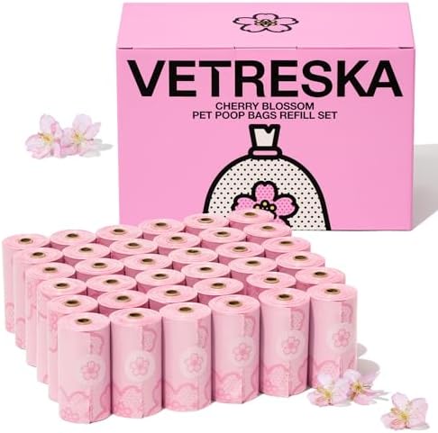 VETRESKA Cherry Blossom Scented Dog Poop Bags, Leak Proof, 540 Counts