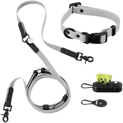 WLK1004N-5SET Luna Small 8FT Adjustable 6-in-1 Waterproof Hands-Free Leash and Collar with LED Flashlight, Bag Dispenser, and Poop Bag Holder, Martini