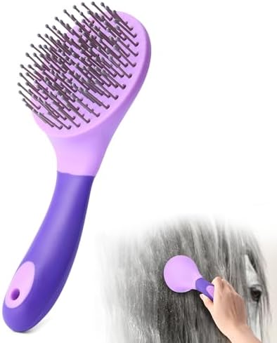 Equine Mane & Tail Combs Horse Brush Shedding Brush Grooming Tool for Horse (Purple)