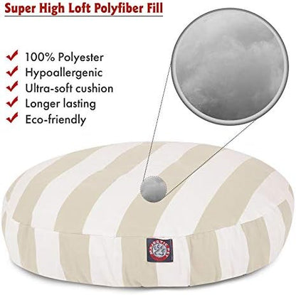 Majestic Pet Indoor Outdoor Vertical Stripe Round Pet Dog Bed with Removable Washable Cover, Sand, Medium