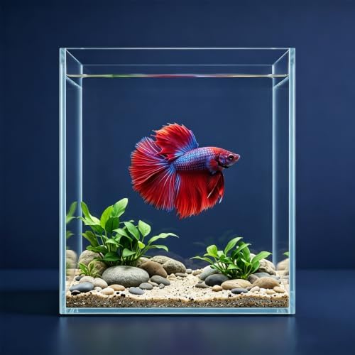 LAQUAL 2 Gallon Fish Tank Starter Kit with Fish Net, 1 Water Changer Siphons & 2 Cleaning Cloth, Crystal Clear Glass Fish Tank, Small Fish Tank/Aquarium for Betta & Goldfish, Nice Home Décor