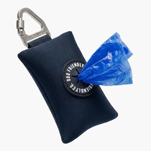 Dog Friendly Co. Poop Bag Holder for Leash, Doggie Waste Bag, Premium Navy