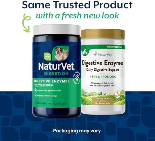 NaturVet Digestive Enzymes with Pre & Probiotic for Dogs & Cats- 1lb Powder