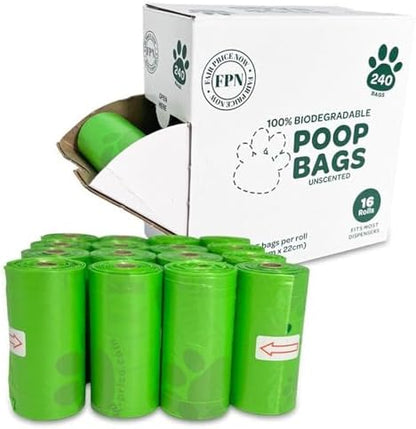 Dog Poop Bags Unscented 16 Rolls 240 Bags | Pet Waste Bags Leak Resistant with Fresh Lavender Scent | Dog Waste Bags Rolls Fit Most Dispensers for Small & Large Dogs