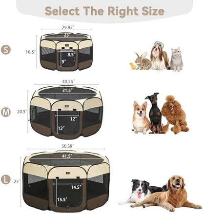 A 4 Pet 40.55-in Dog Playpen, Small Dogs & Puppies, Brown+Beige