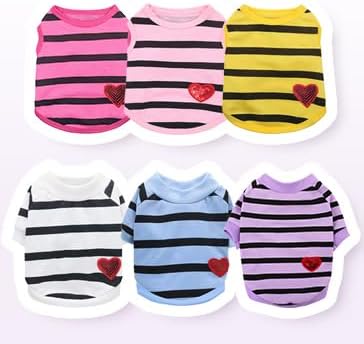 Dog Shirts for Small Dogs, Striped T-Shirts Pets Vest Pet Apparel Tee Shirts Dog Tank Top Spring Summer Suitable for Chihuahua French Bulldog Bichon Shih Tzu