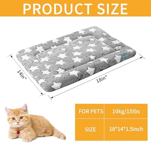 Dog Bed Mat, Reversible Crate Pads for Small/Medium/Large Dogs & Cats Sleeping, Portable & Soft, Dog Beds Crate Pad (Grey, XS(18"*14"*1.5"))