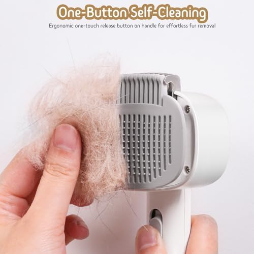 Dog & Cat Brush for Shedding, 2-in-1 Self Cleaning Deshedding Brush