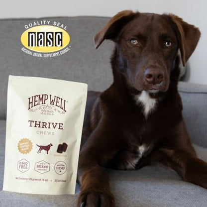 Hemp Well Thrive Dog Soft Chews, Skin, Allergy, Coat, Joint & Heart Support