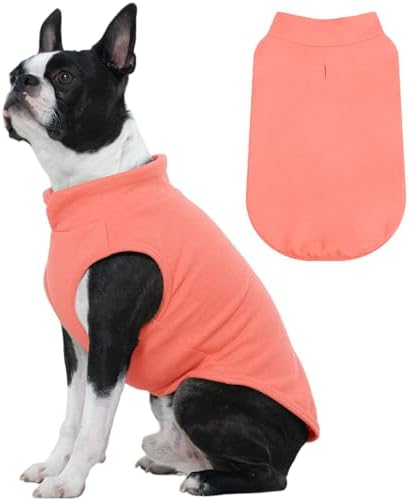 FUAMEY Dog Fleece Vest for Large Dogs,Warm Stretchy Dog Sweatshirts Pullover with Leash Hole Dogs Sweater Soft Pet Turtleneck Cozy Pet Vest Lightweight Sleeveless Orange L