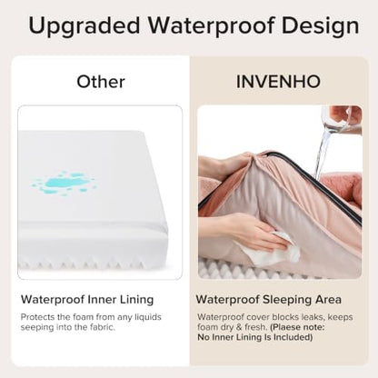 INVENHO Orthopedic Large Dog Bed, Washable Waterproof, Egg-Crate Foam Dog Couch Bed with Washable Removable Cover, Waterproof Lining and Nonskid Bottom