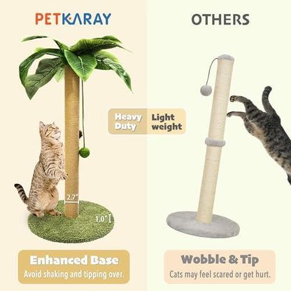 PETKARAY Cat Scratching Post with Cat Beach Chair, 36" Tall Palm Tree Cat Scratching Post, Large Sisal Cat Scratcher for Indoor Kittens
