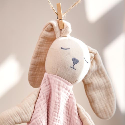 lulumoon Muslin Baby Security Blanket: Soft Bunny Lovey for Self-Soothe