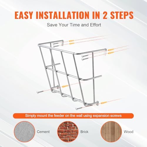 VEVOR Livestock Feeder, 18.5 Gallons Large Capacity, Heavy-Duty Steel Goat Hay Rack, 24.4" Long Wall Mounted Horse Hay Holder, Multiple Sided Feeding Rack for Sheep Farm Livestock Indoor Outdoor
