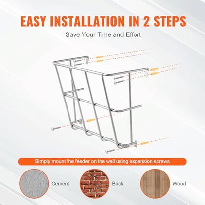 VEVOR Livestock Feeder, 18.5 Gallons Large Capacity, Heavy-Duty Steel Goat Hay Rack, 24.4" Long Wall Mounted Horse Hay Holder, Multiple Sided Feeding Rack for Sheep Farm Livestock Indoor Outdoor
