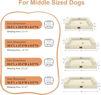 NANUYA Orthopedic Dog Bed for Large Dogs, 36 x 27 Inch, Beige
