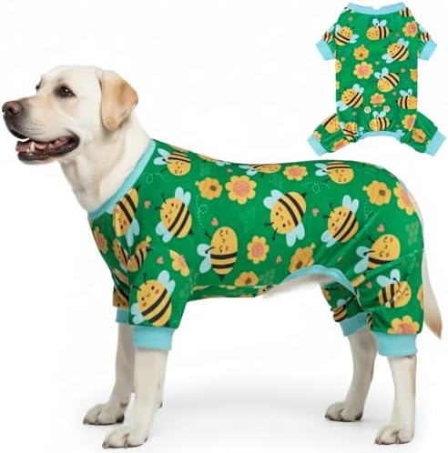 KYEESE Velvet Dog Pajamas for Medium Large Dogs Soft Onesie, Little Bee