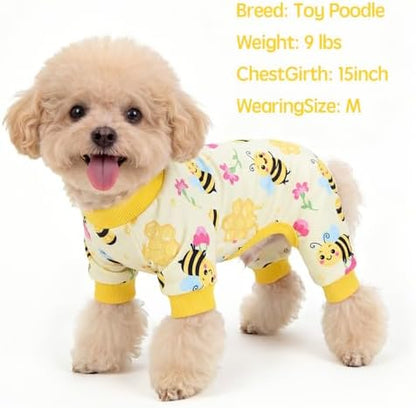 XPUDAC 4 Pack Dog Pajamas Soft Puppy Clothes Onesie for Small Dogs, M