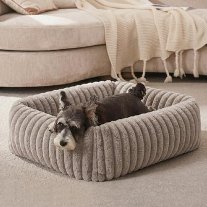 FURTIME Dog Bed for Small Dogs, Washable Orthopedic Dog Bed with Removable Cover, Rectangle Soft Calming Sleeping Puppy Bed Durable Pet Cuddler with Anti-Slip Bottom