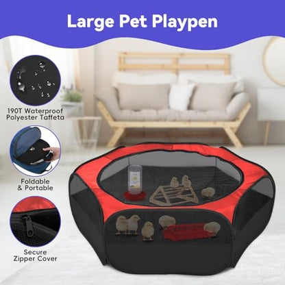 Pawaboo Chick Brooder Box for Chick Starter Kit, Red+Black
