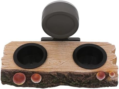 AQUA KT Reptile Gecko Feeding Ledge Food Water Bowl with 2 Feeding Cups