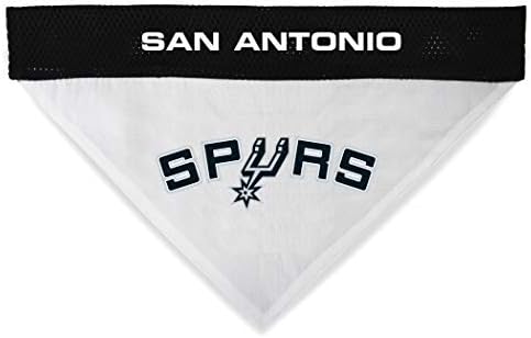 Pets First NBA DOG BANDANA - SAN ANTONIO SPURS REVERSIBLE PET BANDANA. 2 Sided HOME & AWAY Sports Bandana with a PREMIUM Embroidery TEAM LOGO, Small/Medium.