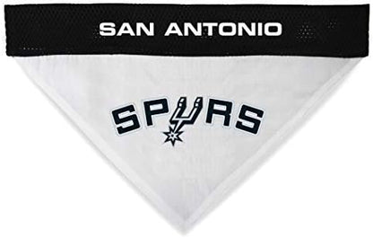 Pets First NBA DOG BANDANA - SAN ANTONIO SPURS REVERSIBLE PET BANDANA. 2 Sided HOME & AWAY Sports Bandana with a PREMIUM Embroidery TEAM LOGO, Small/Medium.