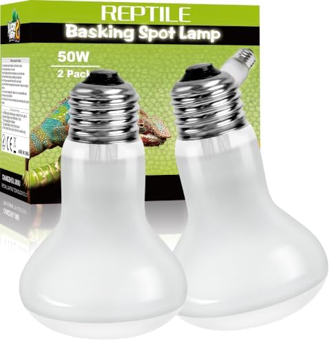 LUCKY HERP Reptile Heat Lamp Bulbs 50W, UVA Daylight Basking Bulbs 2 Pack