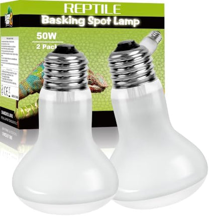 LUCKY HERP Reptile Heat Lamp Bulbs 50W, UVA Daylight Basking Bulbs 2 Pack