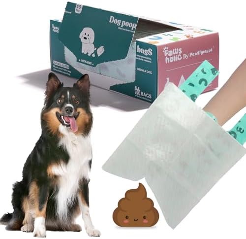 2-Ply Dog Poop Bags with Paper Towels-50 Pieces-Ultra Thick and Leakproof Pet Waste Pick-up Bags-no more warm & yuck feeling