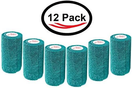 3 Inch Vet Wrap Tape Bulk (Hunter Green) (Pack of 12) Self Adhesive Adherent Adhering Flex Bandage Grip Roll for Dog Cat Pet Horse