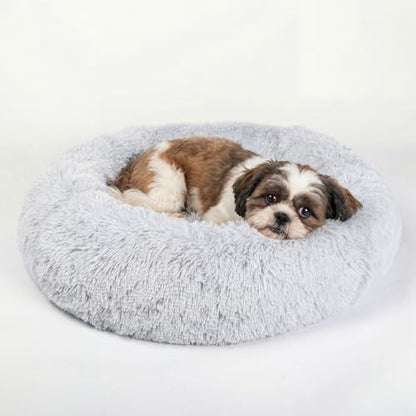 nononfish Comfortable Donut Dog Bed for Small Dogs,Plush Pet Bed