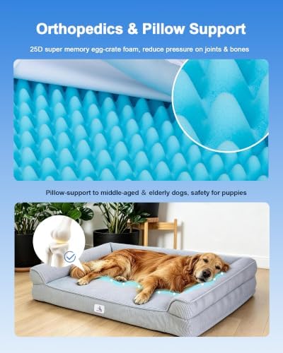 Cooling Dog Bed Orthopedic Medium Size Dogs ＆ Instant Chill ＆Egg Crate Foam