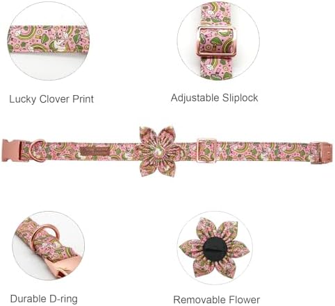 Dog Collar - St. Patrick's Day Dog Collar with Flower for Dogs Flowers Adjustable Dog Collar Girl Pet Gift Dog Collar for Medium Small Large Dogs