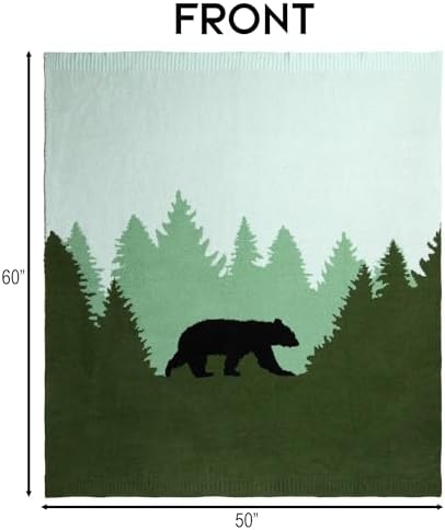 Carstens, Inc. Luxury Soft Stretchy Reversible Plush Throw Blanket, Large 50" x 60", Smoky Mountain Bear