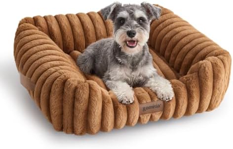 ZOMISIA Small Dog Bed, Cat Bed for Indoor Cats with Washable Cover, 20x19''